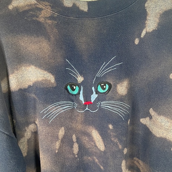 Vintage Tye Dye Crewneck Embroidered CAT - Picture 2 of 5